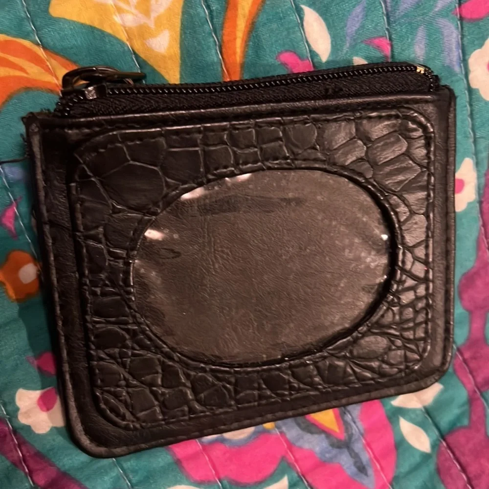🔥BLACK LEATHER ZIP POUCH WALLET